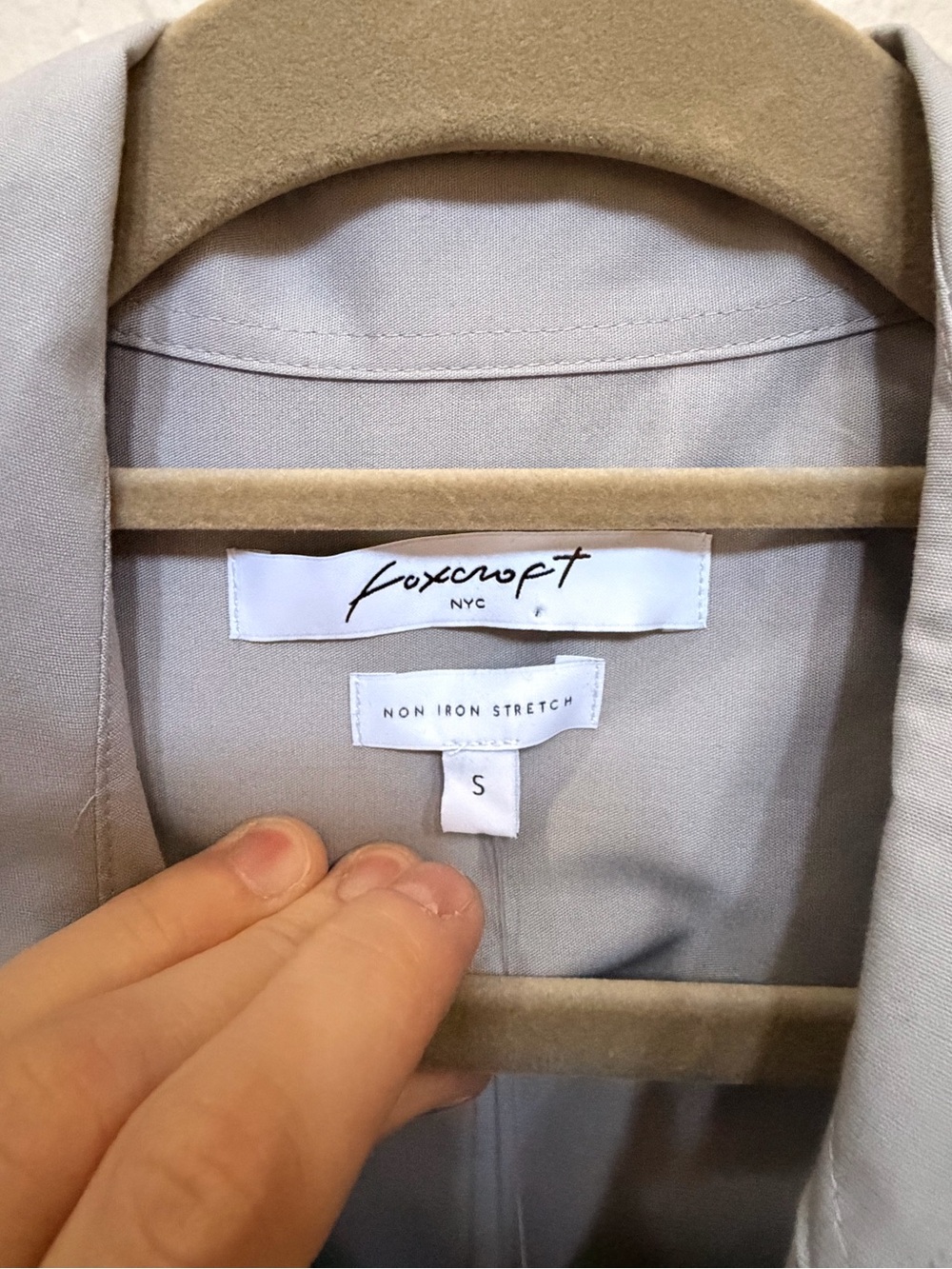 Foxcroft Light Gray Button-Up Blouse - Picture 5 of 7